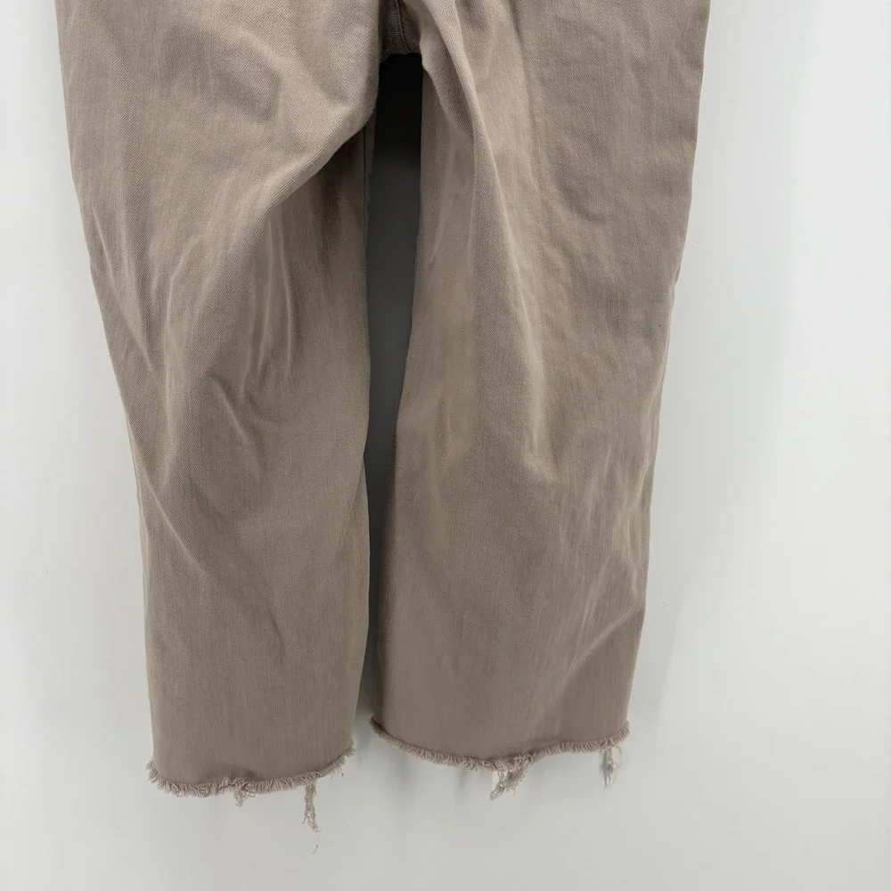 Judy Blue Jeans Womens 11/30 Beige Garment Dyed Wide Leg Crop High Waist Raw Hem